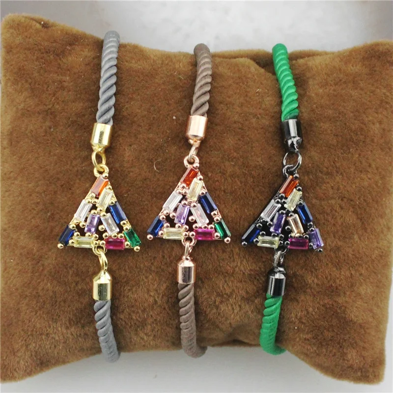 10 шт./лот, дизайн, цветной треугольный соединитель, cz браслет, покрытый кубическим цирконием, популярный браслет, дешево, опт