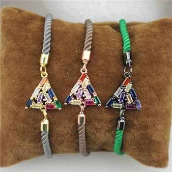 

10pcs/lot New design colorful triangle connector cz bracelet,plated cubic zircon component,popular bracelet cheap wholesale