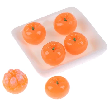 

1 plate+6 Fake oranges Dollhouse Miniature Model Simulation Fake Fruit Kitchen Decor Gift 1/12 orange