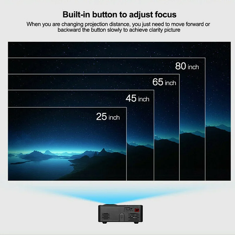 HD Neat портативный карманный проектор Поддержка 1080P встроенный стерео динамик для домашнего офиса VDX99