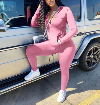 

Autumn Fashion Two Piece Set Women Outfits Activewear Fitness Hoodies with Zipper Leggings Women Matching Set Tracsuit XXL