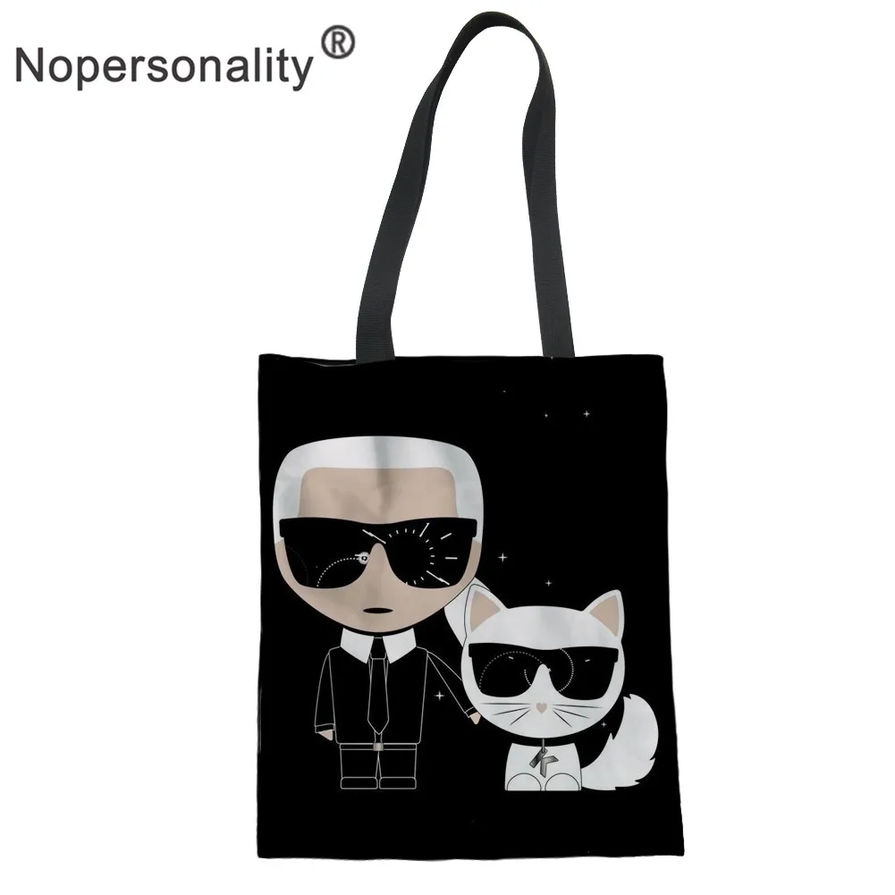 Nopersonality для повторного использования хозяйственная сумка Красочные Для женщин Холст Сумка-тоут сумки сумка с изображением кошек и собак сумка Eco мультфильм сумка для покупок сумки на плечо - Цвет: LH1200Z22