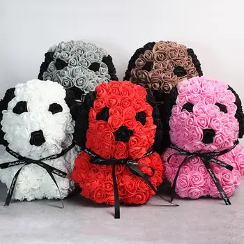 

Teddy Bear Rose Dog Soap Foam Artificial Flowers Beauty And The Beast Rose Valentines Gift Mother's Birthday Wedding Decoracion