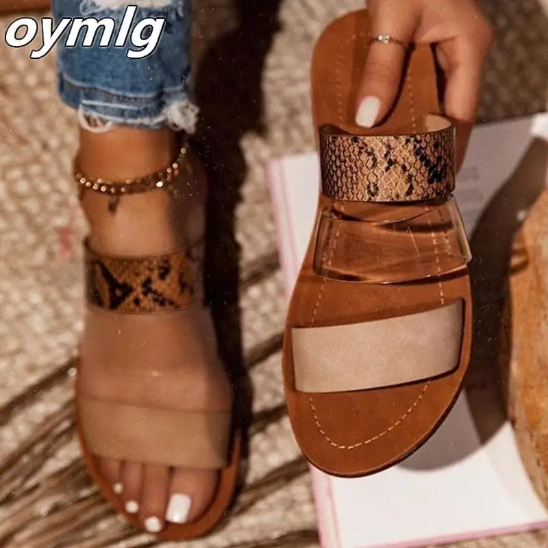 2020 New Women Slippers Serpentine Double Layer Sandals Flat Bottom Ladies Beach Shoes Outdoor Travel Fashion Wild | Обувь