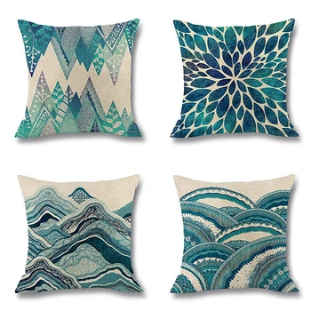 

Lulang Ocean Wave Digital Printing Throw Pillow Covers Linen Cushion Waist Pillow Case for Sofa,car 16x16/18x18/20x20/24x24 Inch