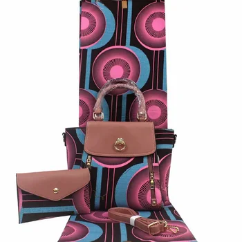 

2019 African Tradition Ankara Bag And Cotton Fabric Set For Party Fashionable Handmade Handbag With Pretty Wax Fabric For Sewing