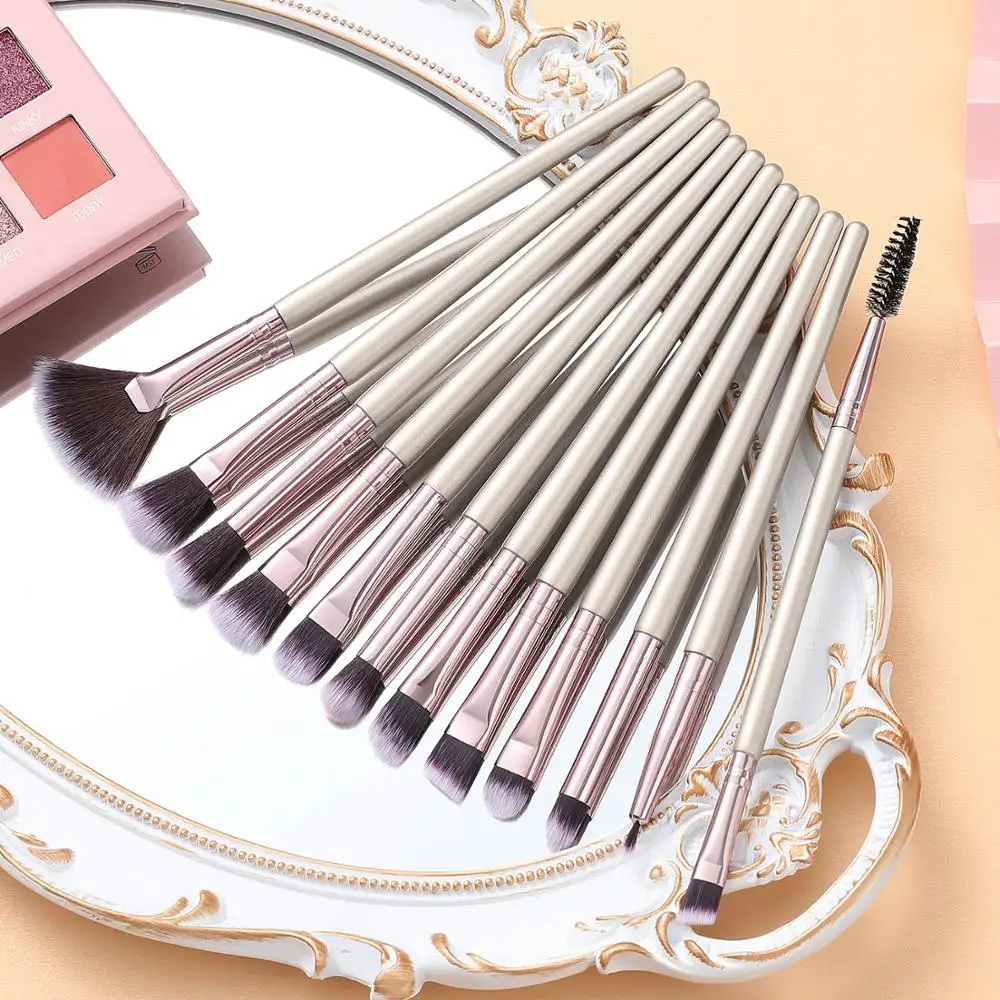 

12PCS Proffesional Eye Makeup Brush Set Eyelash Brushes Eyeshadow Eyeliner Multifunctional Beauty Cosmetic Tools Wooden Handle