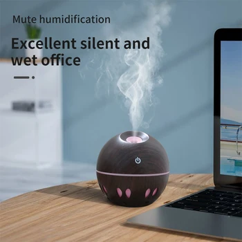 

ELOOLE 130ML Mini Air Humidifier USB Mute Mist Maker Aroma Essential Oil Diffuser Ultrasonic Wood Grain 7 LED Light For Home Car