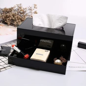 

Custom logo acrylic creative tissue box bedroom drawer flip integrated multifunctional drawer box jewelry storage box
