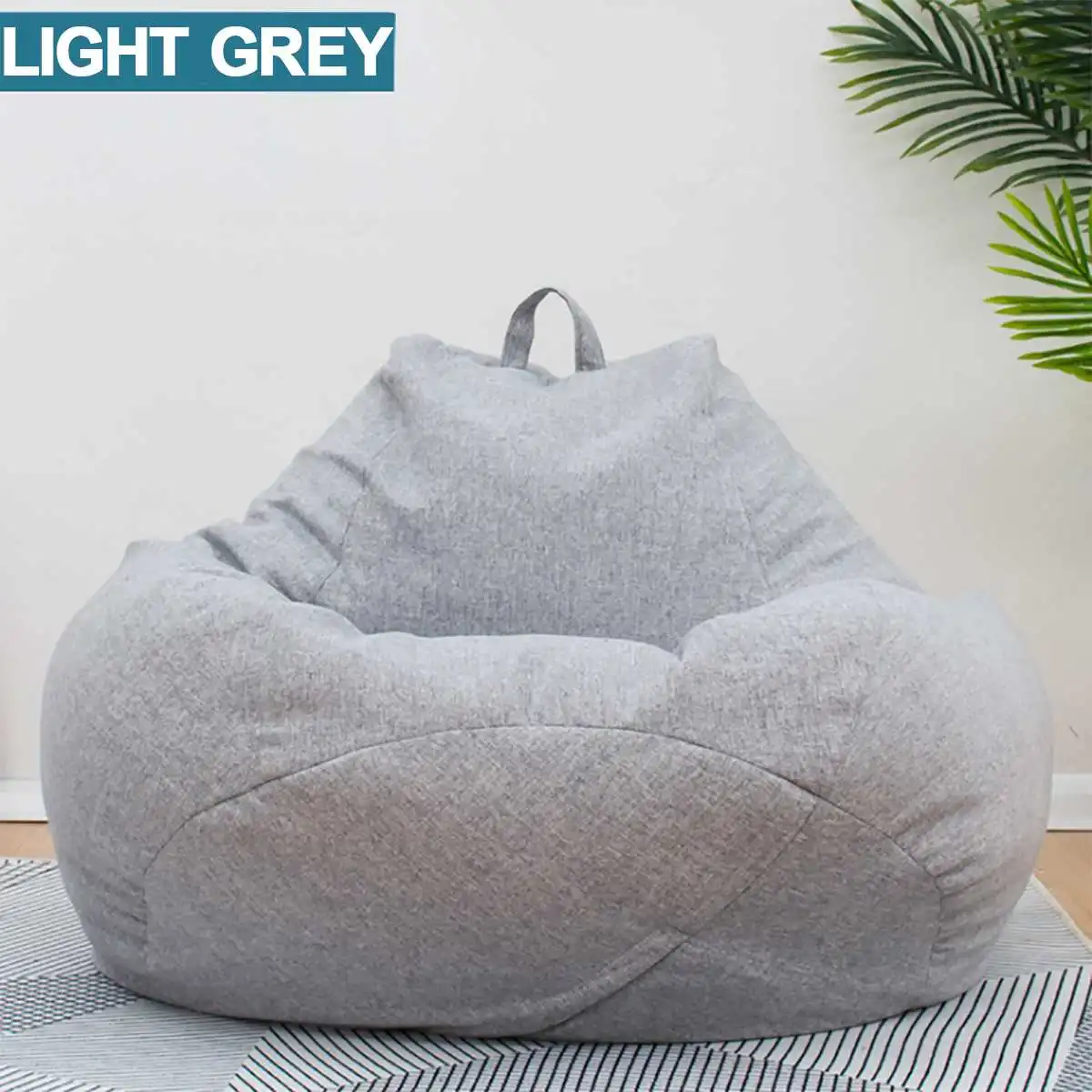 Ленивый BeanBag диваны фасоли мешок чехлы для диванов стулья пуф слоеный Диван Хлопок Лен ткань шезлонг сиденье татами мебель для гостиной - Цвет: Light gray M