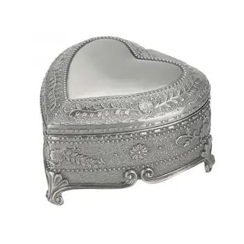 

Vintage Alloy Embossment Heart Shape Storage Box Decoration Jewelry Container Holder Zinc Alloy Jewelry Box Watch Display Case i