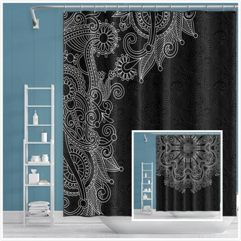 

Fashion Shower Curtains Abstract Geometry Printed Curtains Flowers Polyester For Bathroom Waterproof Bath Curtains With Hooks