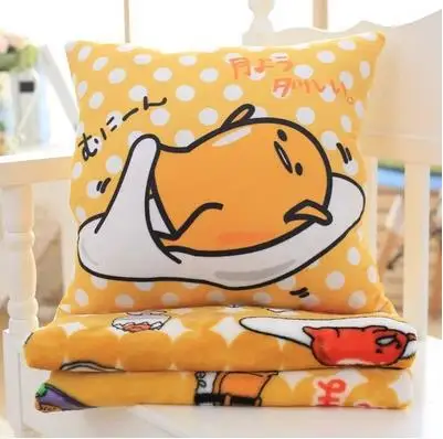 Зимняя мультяшка Гудетама ленивый желток яйцо чучела животные Подушка креативный плюш 3 в 1 ручной теплый воздух состояние сон одеяло подарки - Цвет: pillow blanket
