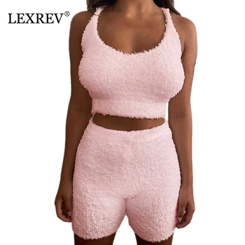 

Fluffy Pajama Women's Seamless Sexy Underwear Pajama Suspender Sleep Top Shorts Lingerie Set Pajamas For Women Pigiama Donna