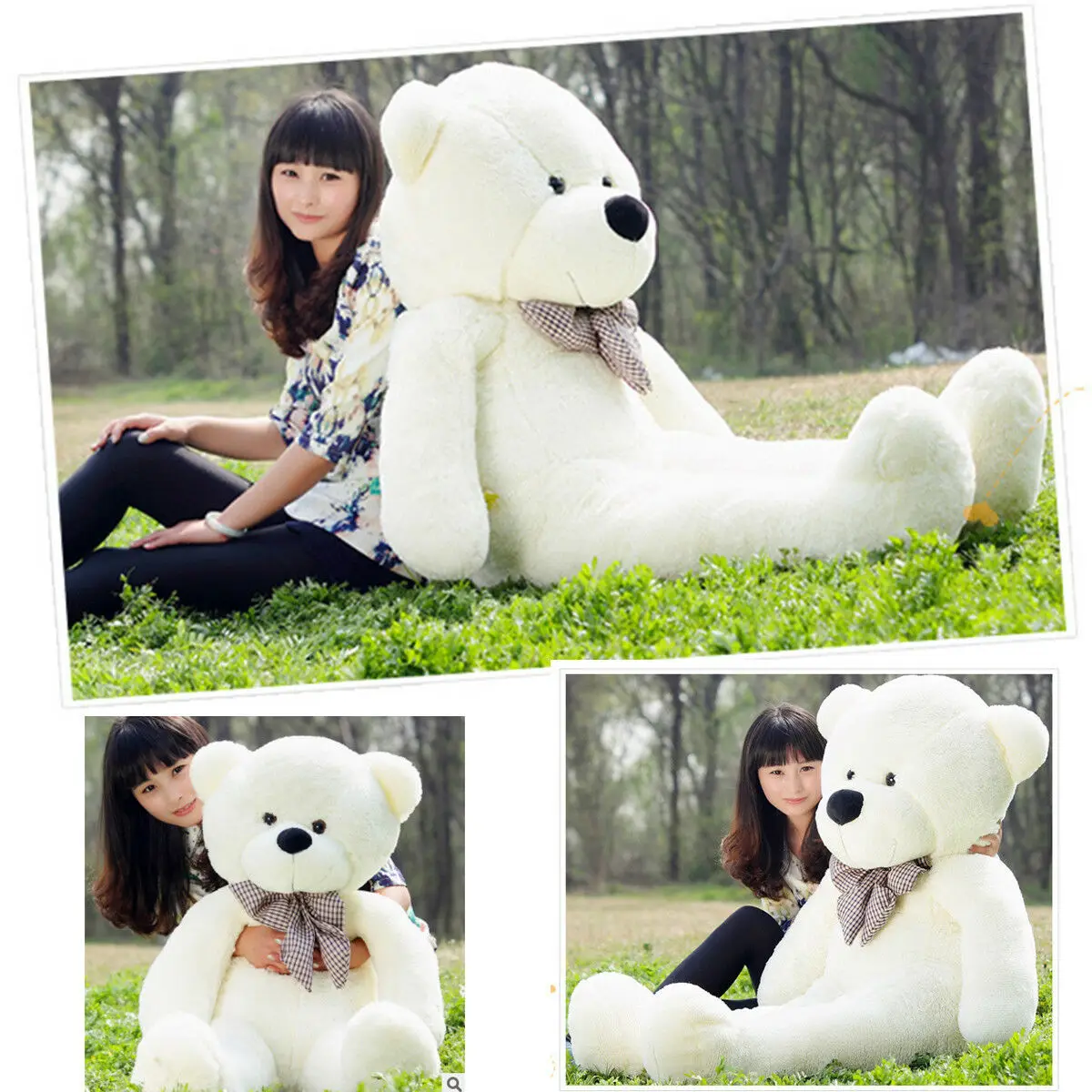 55‘’ Big Teddy Bear White Plush Soft Toys Doll Only Cover Case No Filled Gift US 
