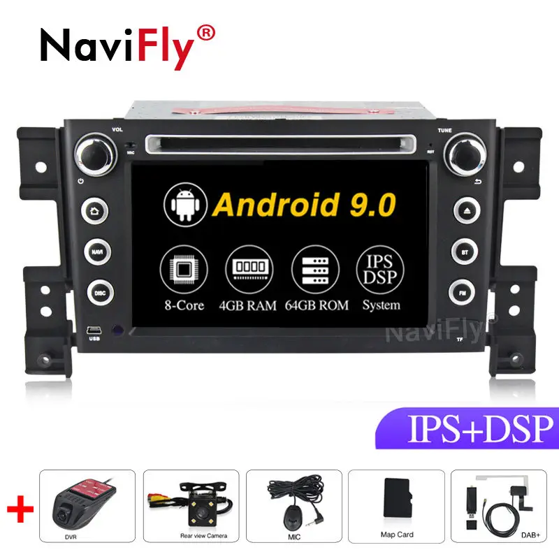 8 ядерный ips DSP Android 9,0 автомобильный dvd авто радио для SUZUKI GRAND VITARA 2006-2013 Автомобильный мультимедийный плеер gps с рулем - Цвет: 8Core Camera DVR DAB