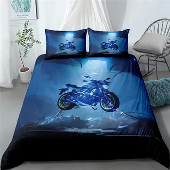 

3D Bedding Set Motorcycle Print Duvet Cover Set Bedcloth with Pillowcase Bed Set Home Textiles Single double queen