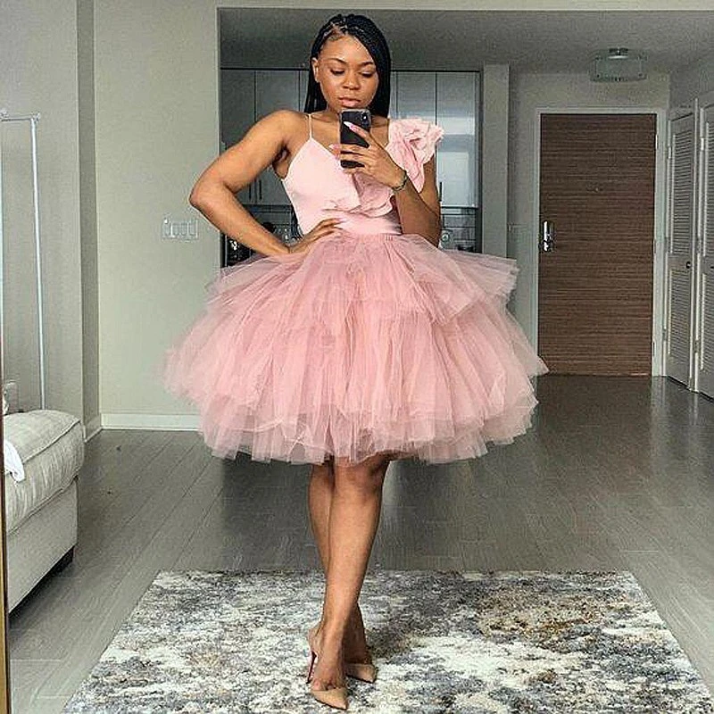 puffy pink dress short