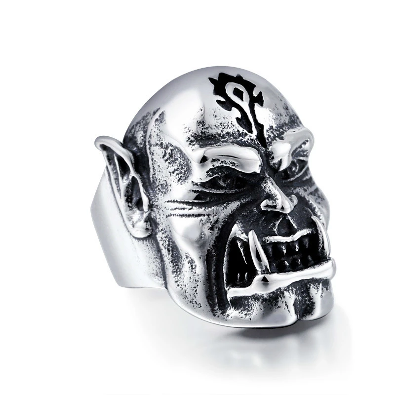 

Us Size 7-13 Stainless Steel World Of Warcraft Tribal Orc Male Finger Rings Europe Film Movie Men Rings Jewelry Dropshipping