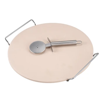 

Baking Tools High Temperature Pizza Pan with Wire Support with Stainless Steel Pizza Cutter Cordierite Slab Pizza Slab