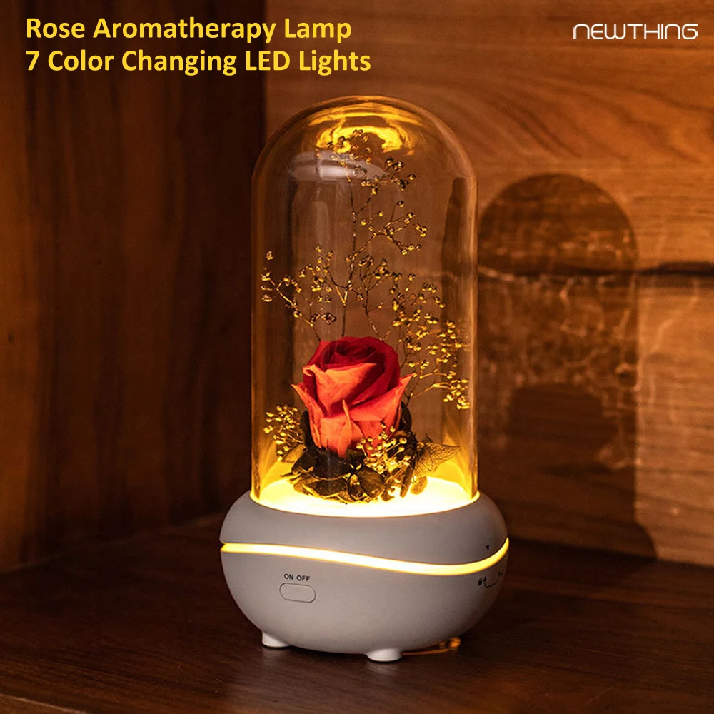 

High Quality Rose Aromatherapy Lamp Aroma Essential Oil Diffuser for Home Wireless Fogger Mist Maker with 800mAh Lithium Battery