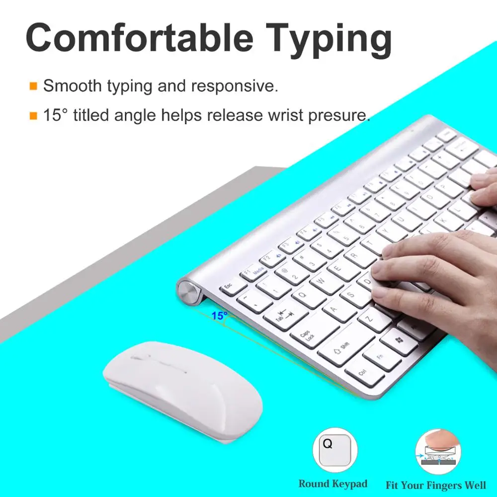 

2.4G Keyboard Mouse Combo Set Multimedia Wireless Keyboard and Mouse For Notebook Laptop Mac Desktop PC TV Office Supplies