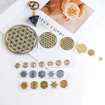 

1Set Flower Invitation Metal Copper Sticker Energy Tower Paste DIY Jewelry Tool P0RF