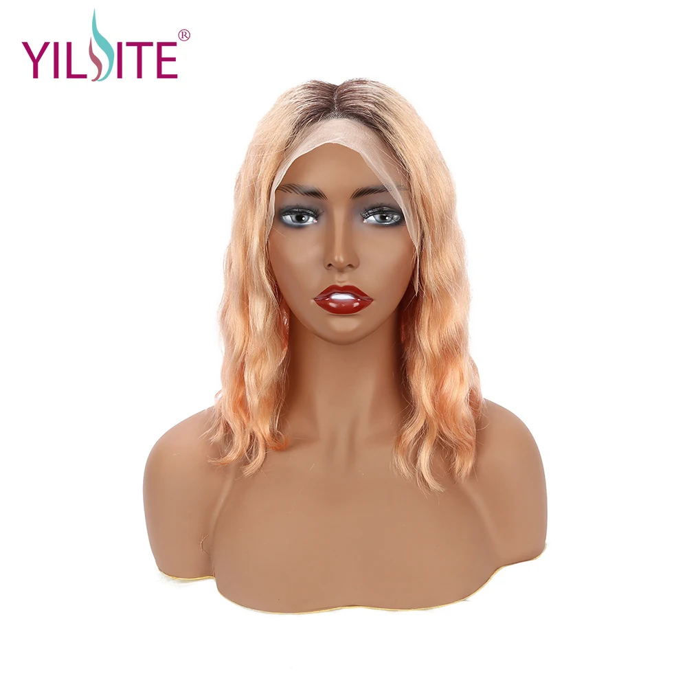 

13x4 Short Lace Front Human Hair Wigs Brazilian Wavy Bob Wig Pre Plucked Hairline With Baby Hair Lace Wig