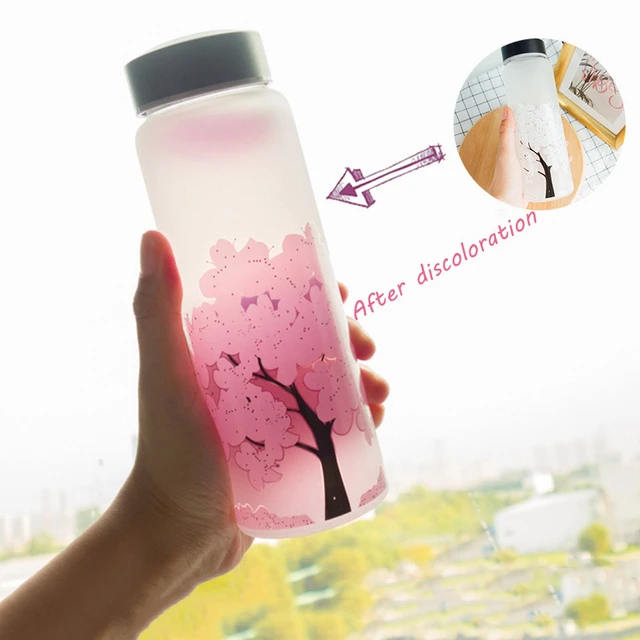 420/600/1000ML New Cherry Gradient Color Glass Water Bottle Cute Fashion  Sport Drink Bottles Gift