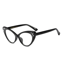 Ретро оправа для очков кошачий глаз для Женщин, Модные оптические оправы для очков, прозрачные линзы, очки для близорукости, винтажное украшение с бриллиантами