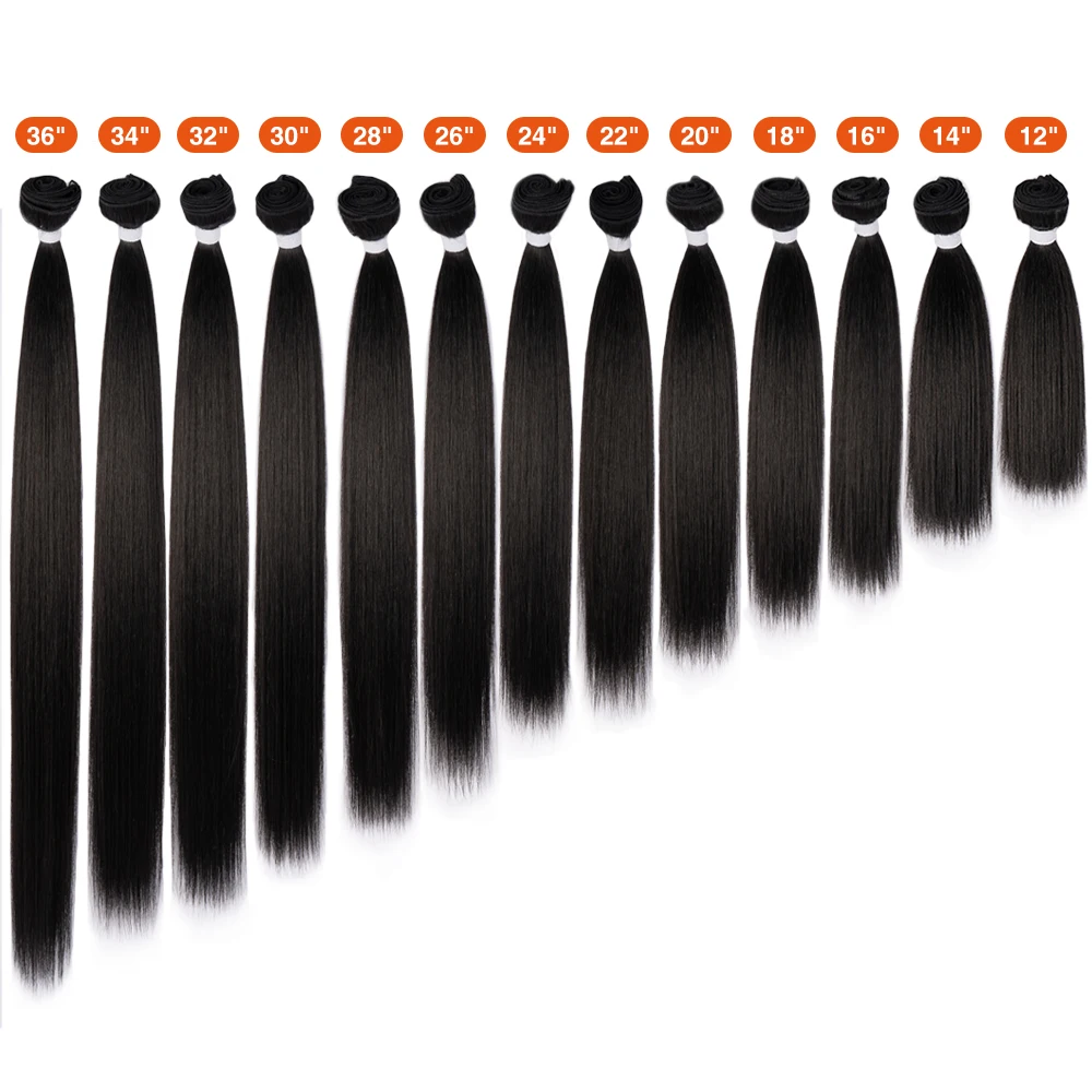 Bone Straight Hair Bundles Extensions Ombre Hair Bundles 28-36Inch Super Long Hair Synthetic Straight Hair Full to End