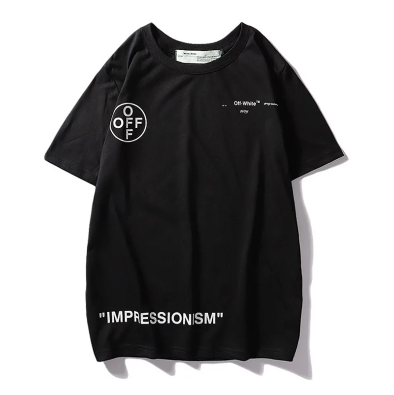 19SS OFF-WHITE летняя новая хлопковая футболка с короткими рукавами с рисунком стрелы, Мужская свободная пара