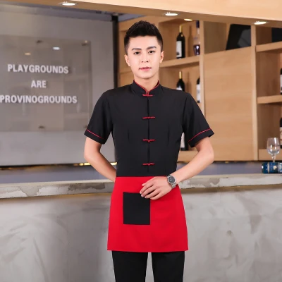 Tops and aprons Рабочая одежда ретро официант в отеле Униформа Китайская традиционная одежда для работников ресторанов дешевая чайная форма - Цвет: Tops and aprons