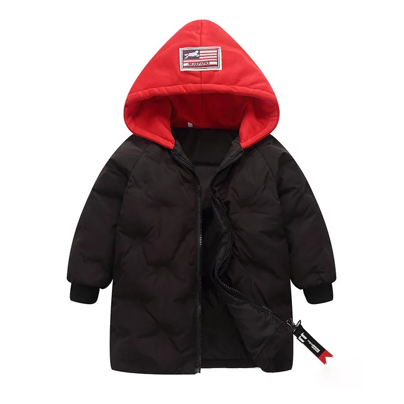 

New winter children down & parkas 3-10Y boys girls thick warm outerwear windproof hooded jacket or kids winter coat red black