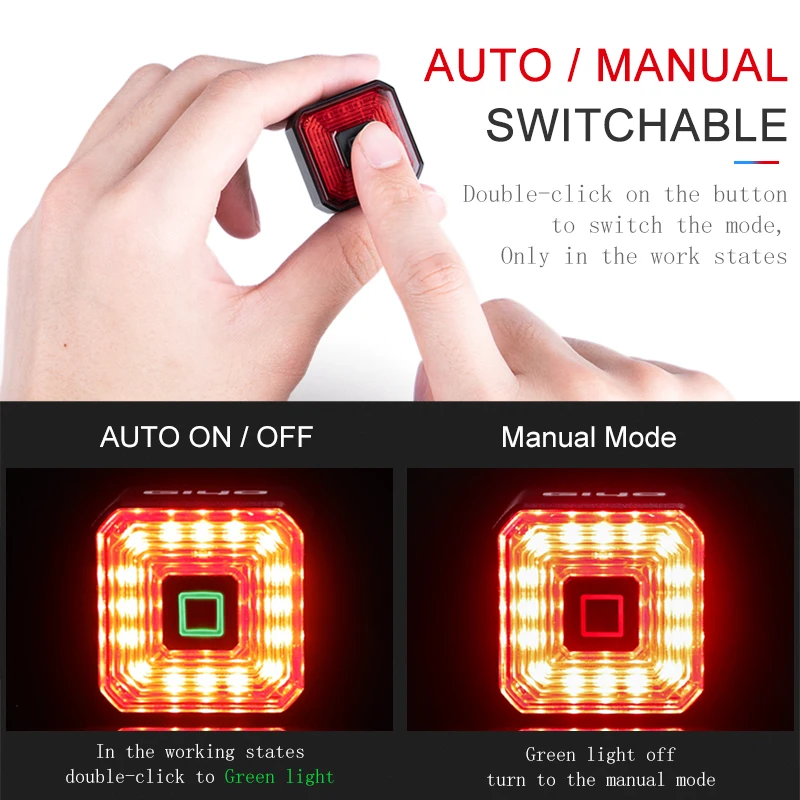 GIYO Smart Bicycle Light Rear Taillight Bike Accessories Auto On/Off USB  Rechargeable Stop Signal Brake Lamp LED Safety Lantern