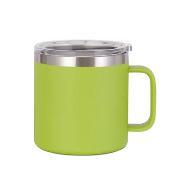 

Stainless Steel Thermos Mug Coffee Water Cup With Handgrip Vacuum Insulated Wide Mouth Portable Water Bottle 14oz