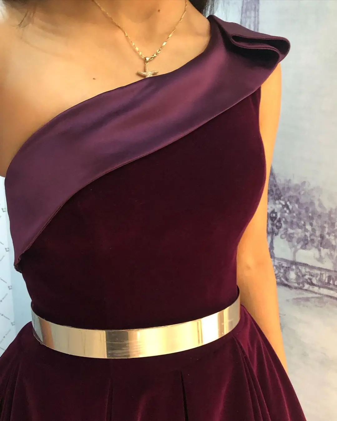 long sleeve prom dresses YUNUO One Shoulder Velvet A-line Evening Prom Dresses with Pockets Sleeveless вечерние платья vestidos Party Formal Gowns Long silver prom dresses