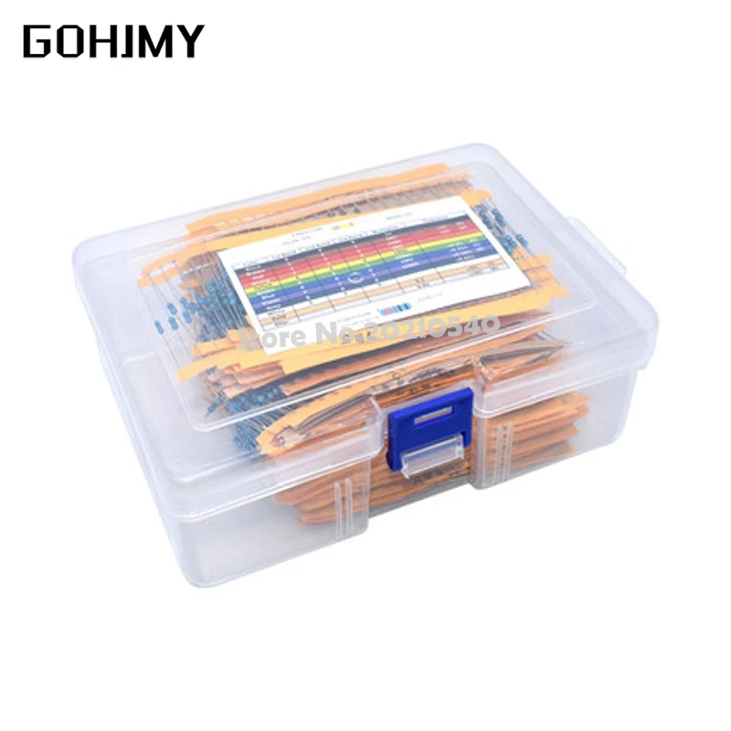 2600pcs/lot 130 Values 1/4W 0.25W 1 Metal Film Resistors Assorted Pack
