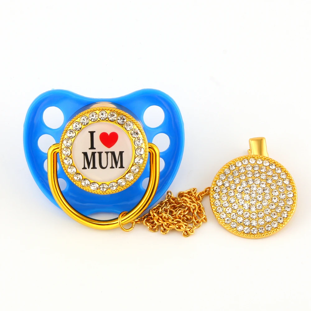 Роскошные шикарные соски с цепочками I Love Mum пустышки для новорожденных мальчиков