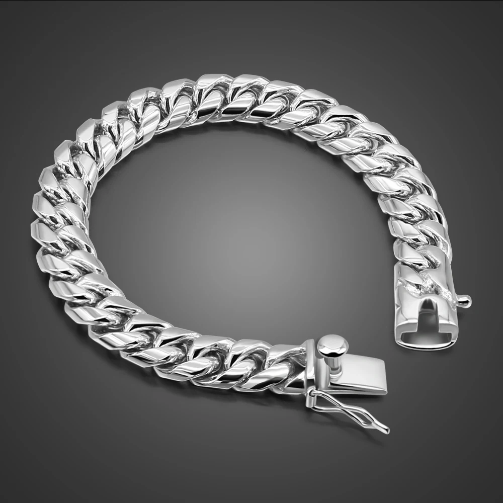 men's cuban link chain bracelet in sterling silver