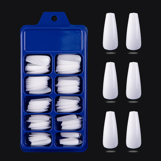 Full Cover Coffin Fake Nails Artificial Press on Nails Long Ballerina Design Clear/Natural/white False Nails Art Tips