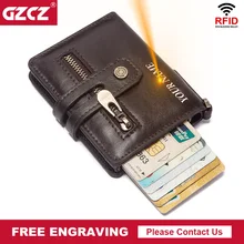 

2021 Card Holder Wallets Rfid Blocking Genuine Leather Slim Mini Smart Wallet Small Money Bag Male Purses Men Brand Designer New