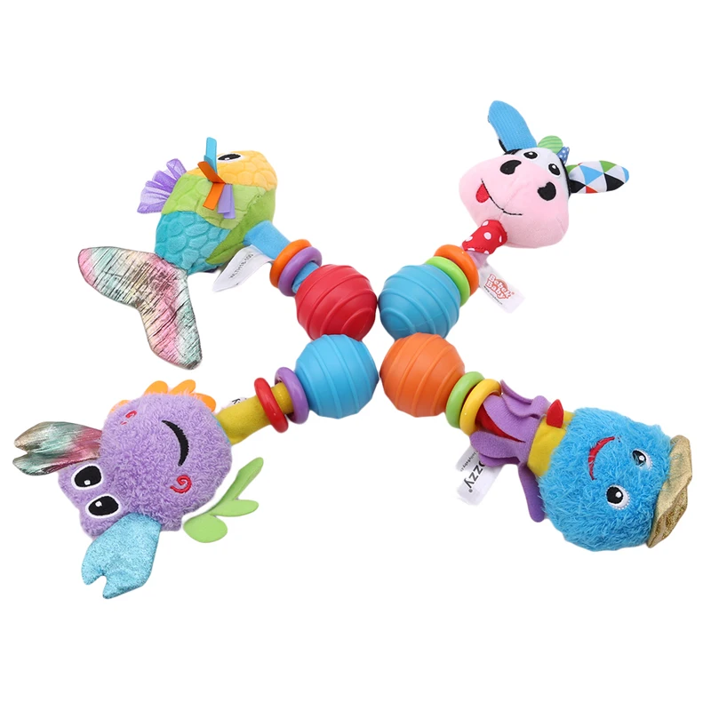 Rattles Cartoon Animal Hand Bell Plush Toy 4 Styles Stuffed Soft Multifunctional For Babies Early Education