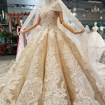 

LS11408 Golden prom party dresses ball gown lace up back sweetheart floor length puffy shiny evening gowns with petticoat pleat
