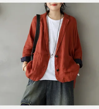 

New Spring linen jacket loose casual solid Blazer