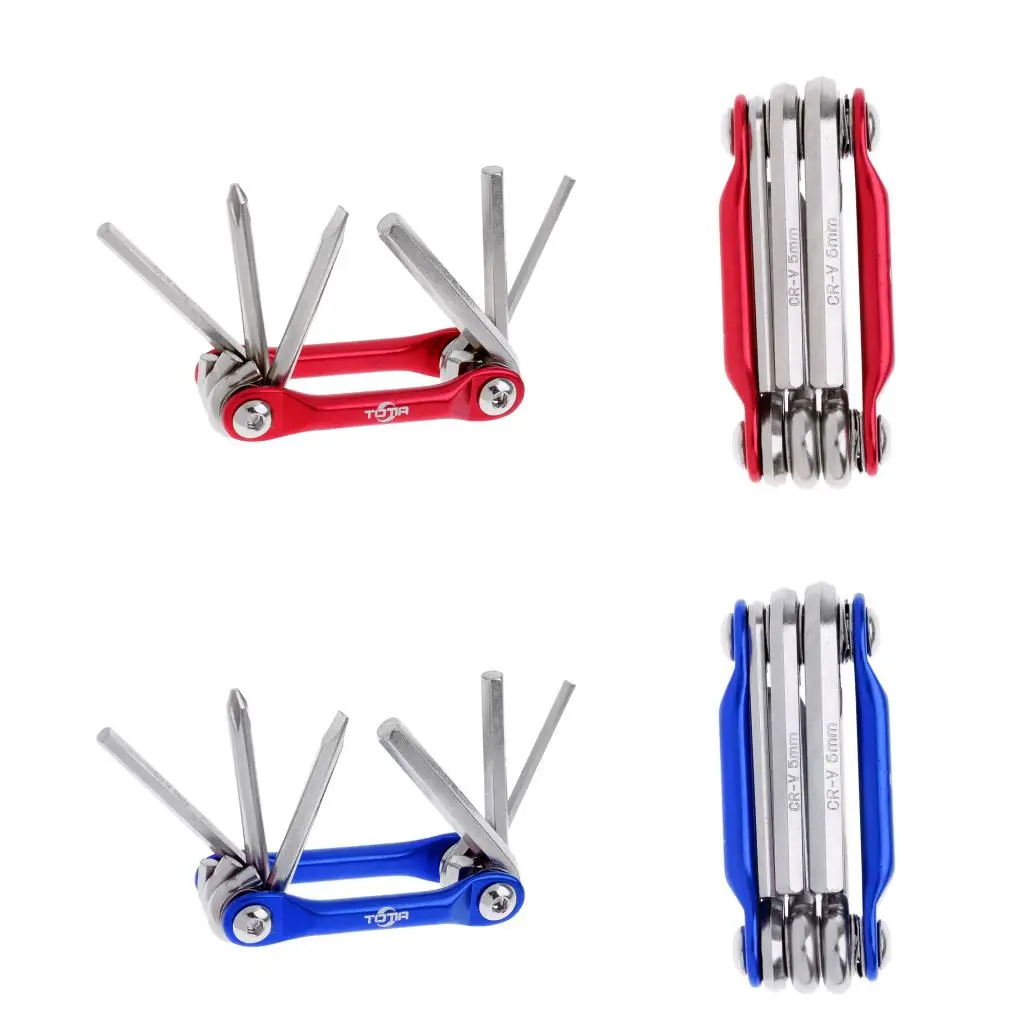 6 in 1 Multifunction Bicycle Bike Mechanic Repair Tool Kit Compact Folding Cycling Emergency Repair Tools Set