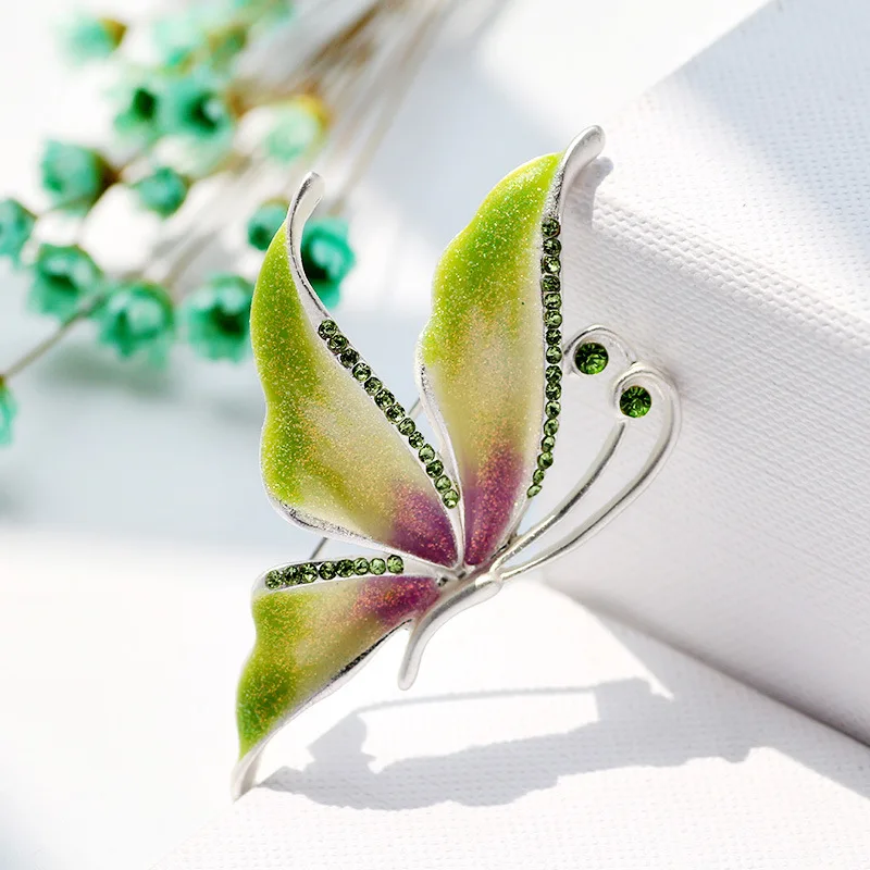 

Europe And America New Style Top Grade Corsage Retro Enamel Coloured Drawing Italy Sandblasting Butterfly Brooch Clothing Access