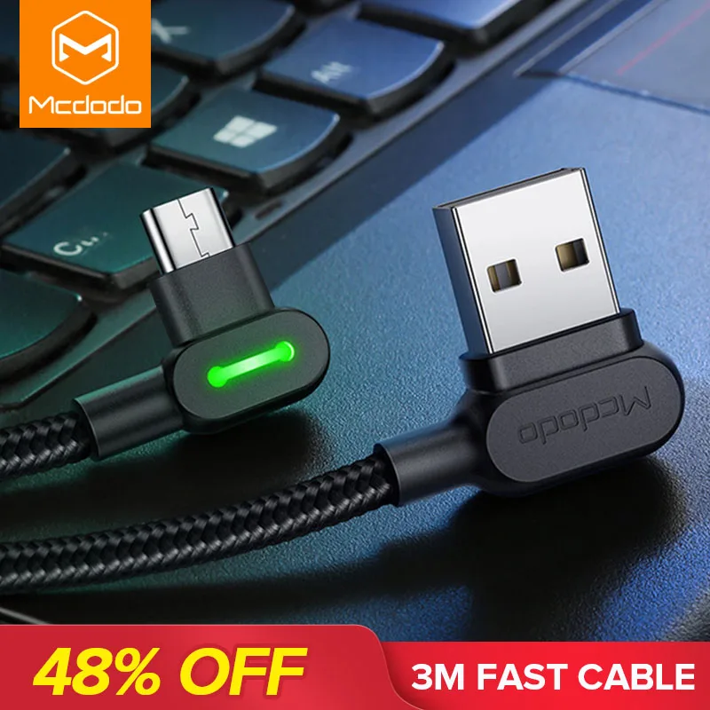 MCDODO 3m 3A Fast Micro USB Cable Charger Data Microusb Charging Cable Mobile Phone Cables Cord For Samsung For Huawei Andriod|Mobile Phone Cables| - AliExpress
