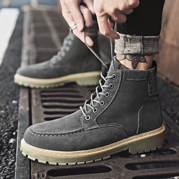 

Men Military Boots 2020 Outdoor Fashion Canvas High Top Shoes Men Casual Shoes Ankle Boots Black Chelsea Boots Zapatos De Hombre