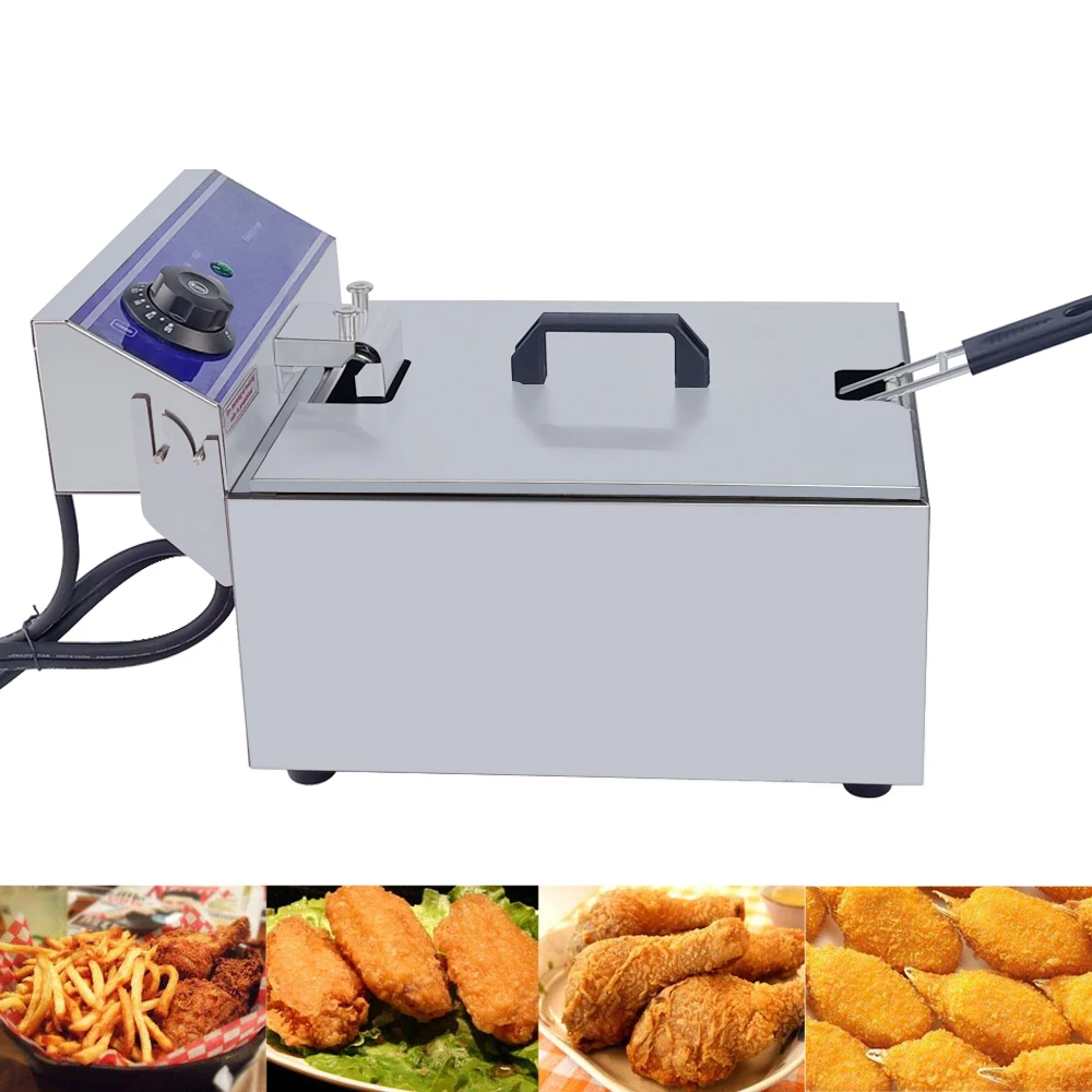 

Stainless Steel Deep Fryer Smokeless Commercial Frying Pan Electric Frying Grilling For Chips Chicken Wings 10L 110V/220V